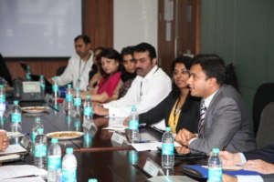 Kiran Shetty of Western Union (center) presents to the India Working Group