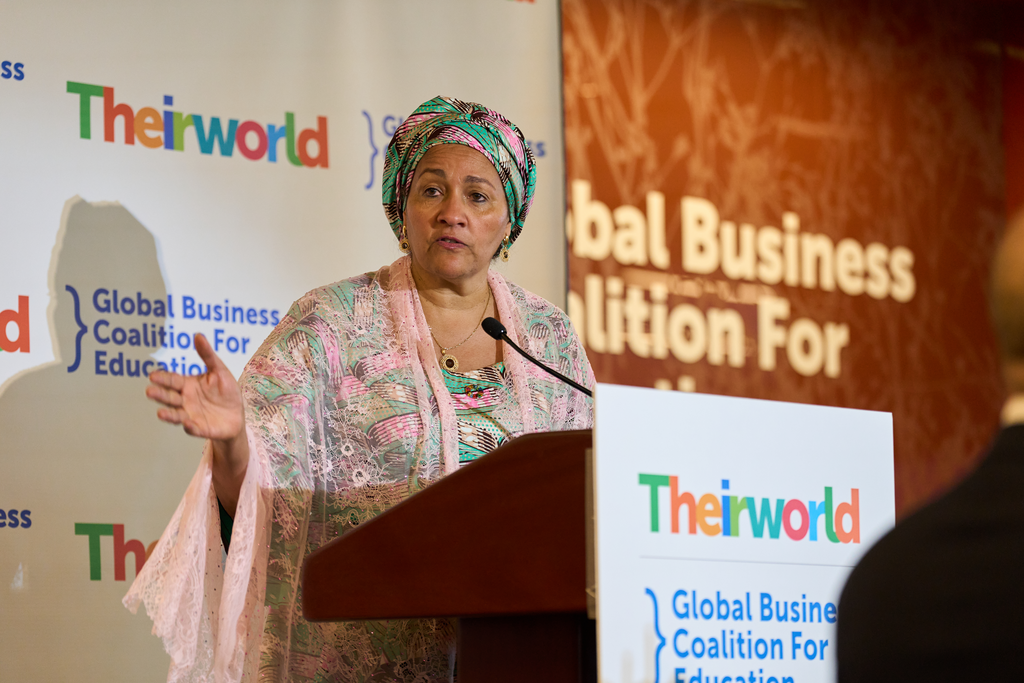 UN Deputy Secretary-General Amina Mohammed addresses the event (Theirworld/Ilya Savenok)