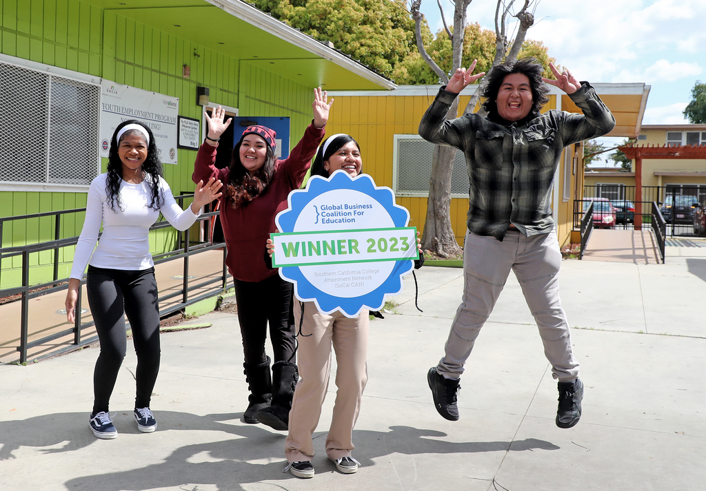 Project participants Tiara, Alejandra, Maryori and Danny. Southern California College Access Network (SoCal CAN), 2023 accelerator participants.